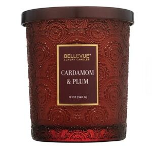 Bellevue 2 Wick Embossed Glass Candle Cardamom & Plum 12 oz